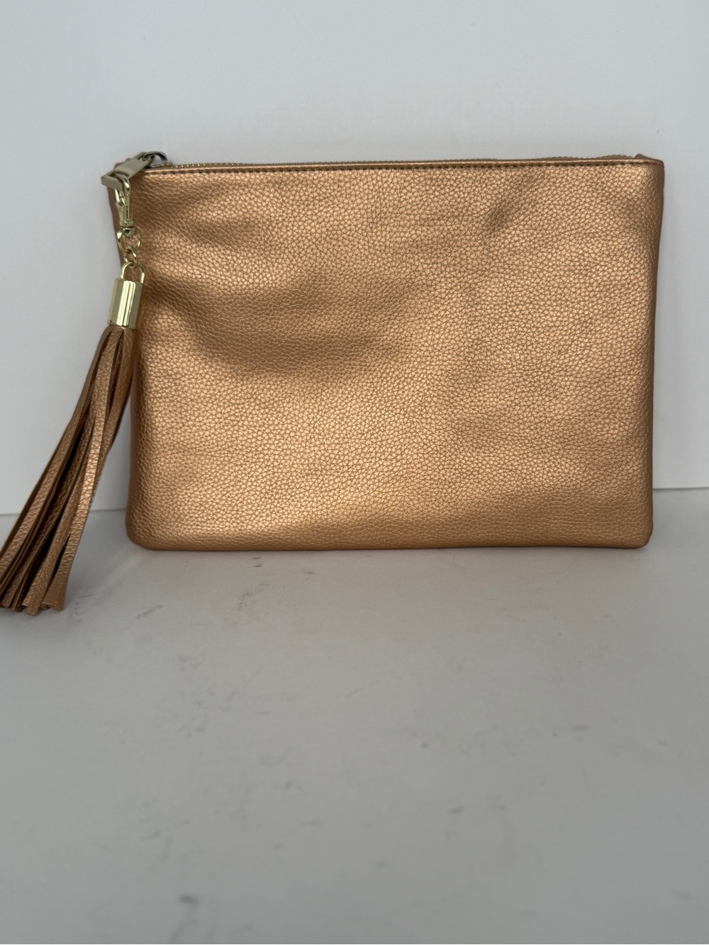 Merona Metallic Copper Tassel Wristlet Clutch NEW